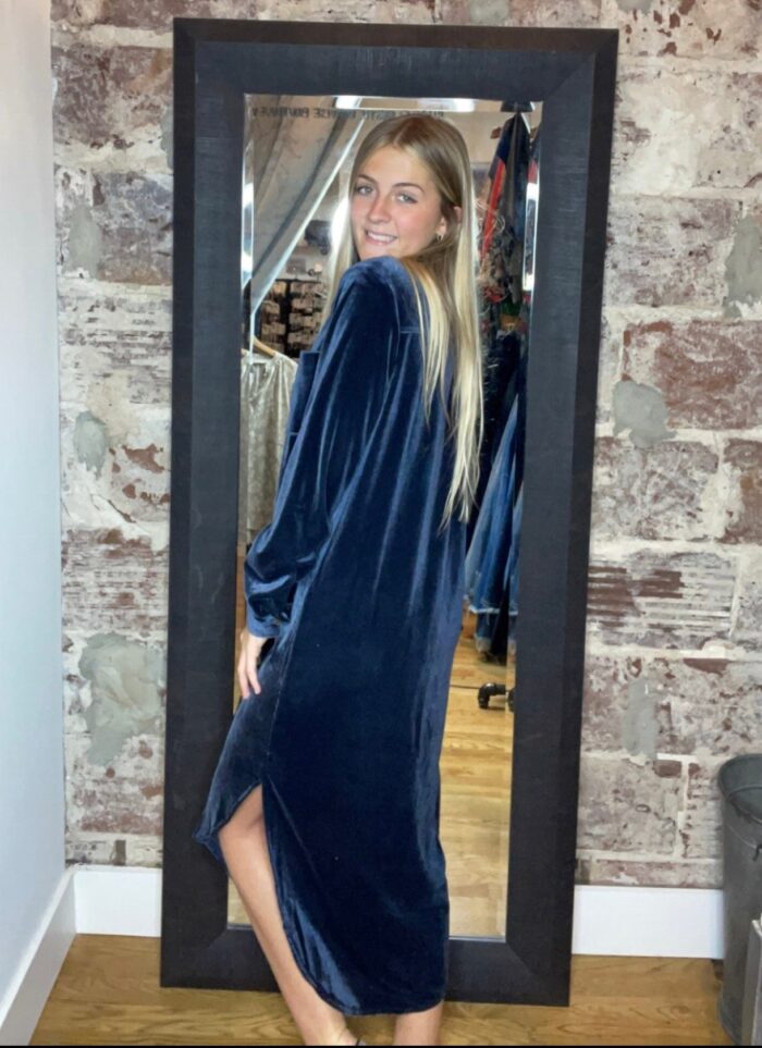 Velvet Long Shirt Dress - Image 3