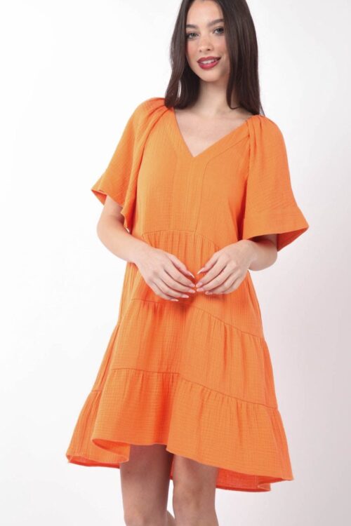 Solid Babydoll Dress