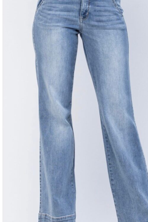 Mid-Rise Wide Hem Wide Leg Jeans